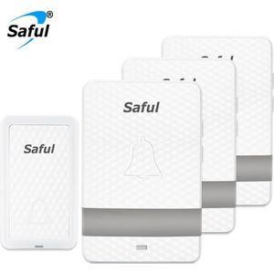 Saful Draadloze Deurbel Waterdichte 25-110dB Push Knop Geen Batterij-Self powered EU/US/UK/AU Smart thuis Deurbel