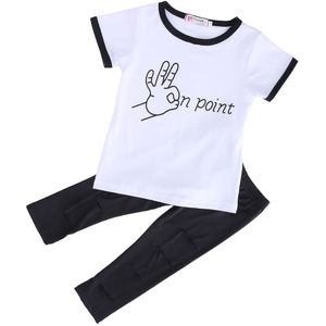 Peuter Kinderen Meisje Tops T-shirt + Lange Ripped Broek Leggings Outfits Set Kleding