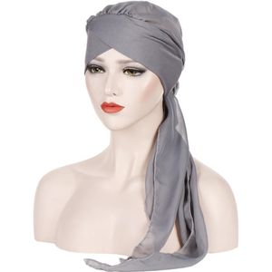 Voorhoofd Cross Chiffon Moslim Tulband Inner Hijab Caps Voor Vrouwen Effen Kleur Islamitische Hijaabs Turbante Mujer Klaar Om Te Dragen