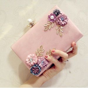 Mode Vrouwen Tas PU Leer Avondtasje Handgemaakte Bloemen Luxe Handtassen Clutch Purse Chain Schoudertas Bruiloft Zakken