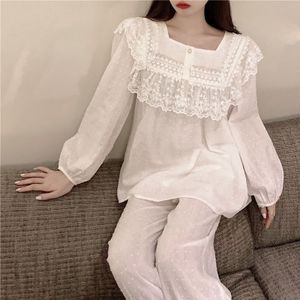 Korean version of cotton sweet Lace Princess light luxury palace style home clothes Pajama Set