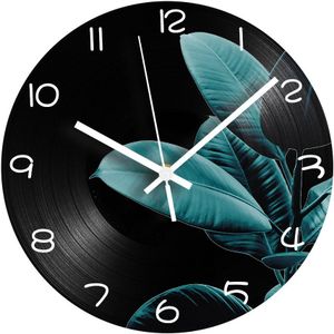 Bladeren Digitale Wandklok Modern Stille Mechanisme Decoratieve Vinyl CD Record Klok Plant Vintage Muur Horloge