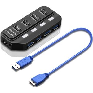Usb 3.0 Hub 2.0 Hub Multi Usb Splitter 4/7 Poort Expander Meerdere Usb 3 Hab Gebruik Power Adapter USB3.0 Hub met Schakelaar Voor Pc