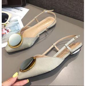 Metalen decoratie dicht teen ondiepe sandalen vrouwen zomer puntige teen flats gesp slingback sandales buiten anti-slip schoenen