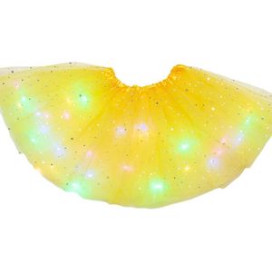 HX5D Kids Meisjes Glitter Ster Pailletten Ballet Dans Tutu Rok Led Light Up Neon Kleurrijke Tulle Korte Jurk Party Stage kostuum