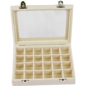 20X15X4.5 Cm Wedding Ring Box 24 Slots Houten Transparante Cover Gesp Oor Stud/Oorbel Opslag box Ketting Display Box Sieraden