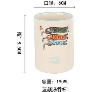 Japanse Handgeschilderde Water Cup Rechte Lichaam Soep Swallow Cup Huishouden Restaurant Gerst Thee Cup Handige Cup Keramische Theewaar
