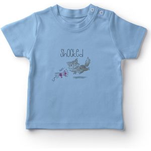 Angemiel Baby Vrezend Kat Baby Boy T-shirt Blauw