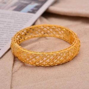 24 K 1Pcs Dubai Ethiopische Etnische Sieraden Goud Kleur Armband Armbanden Voor Vrouwen Meisje Bruiloft Bruid Armband Bangles Sieraden