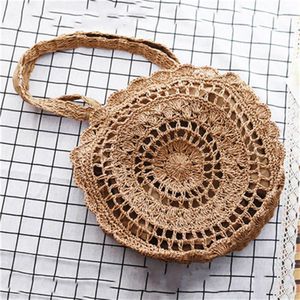 Driga Bohemian Stro Tassen Voor Vrouwen Cirkel Strand Handtassen Zomer Rotan Schoudertassen Handgemaakte Gebreide Reizen Big Totes Bag 2022