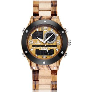 Echt Hout Horloge Mannen Dual Time Display Digitale Houten Horloge Relogio Masculino Effen Natuurlijke Hout Horloge Mannelijke Achtergrondverlichting Klok