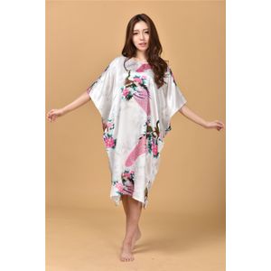 Lichtblauw Dames Gewaad Zomer Pyjama Chinese Vrouwen Rayon Nachtkleding Kimono Bad Gown Nachtjapon Kaftan Yukata One Size M08