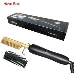 Hair Iron Stijltang Elektrische Kam Stijltang Voor Pruiken Smoothing Ijzer Rechttrekken Borstel 3 In 1 Haar Krultang Borstel