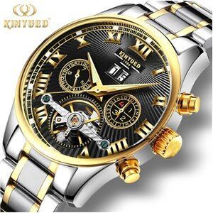 Kinyued Skelet Horloge Mannen Zelf-Wind Mechanische Mens Horloges Automatische Roestvrij Staal Waterdichte Horloges Mannen Erkek Kol Saat