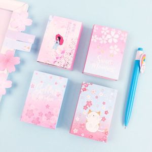 16 Pak/partij Cherry Sakura Kat Delicate 6 Vouwen Memo Pad N Times Sticky Notes Memo Notepad Bladwijzer Briefpapier