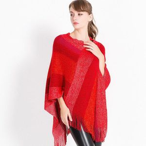 RUNMEIFA Herfst Winter Vrouw Gebreide Poncho Cape Mode Kwastje Kasjmier Warm Houden Poncho en Capes Plus Size Vrouwelijke Mantel