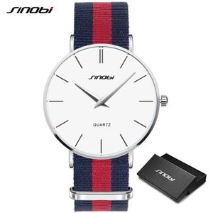 Sinobi Top Luxe Mode Unisex Horloges Mannen Horloge Nato Duurzaam Nylon Band Ultra Dunne Quartz Klok Reloj Hombre