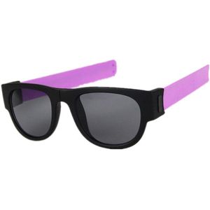 Slap Zwarte Zonnebril Vrouwen Slappable Armband Zonnebril Voor Mannen Luxe Polsband Festival Folding Sunglass Lady