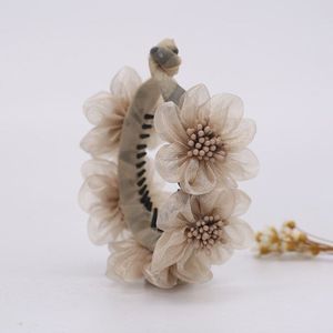 Elegante Haar Klauwen Banaan Clip Stof Garen Bloem Hoofdtooi Haarspeld Mode Bruid Meisje Luxe Sieraden Haaraccessoires Voor Vrouwen