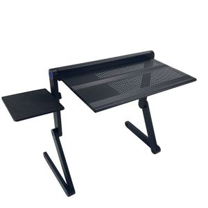 Laptop Tafel Stand Verstelbare Riser: draagbare met Muismat Volledig Ergonomische Aluminium Zwart Bed Lade Bureau Boek Fans tot 51 cm