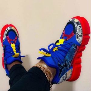 Vrouwen Vulcaniseer Sneakers Mix Kleur Platform Mid Hak Snake Patchwork Lace Up Casual Mode Dames Schoenen Zapatos De Mujer