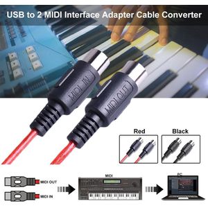 USB Naar 2 MIDI Interface-Adapter Kabel Converter Voor PC Keyboard Synth Adapter Windows &amp; Mac iOS 2 Meter