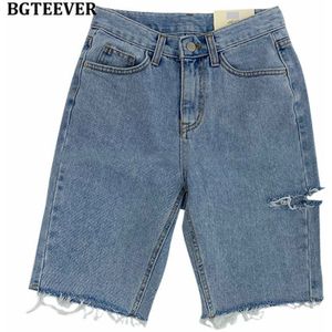 Bgteever Zomer Casual Shorts Voor Vrouwen Hoge Taille Riped Knop Up Vrouwelijke Denim Shorts Jeans Femme Streetwear