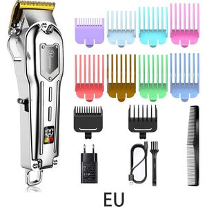 Professionele Clipper Alle-Metalen Oplaadbare Tondeuse Voor Kapper Mannen Elektrische Baard Scheerapparaat Haar Snijmachine Led Display