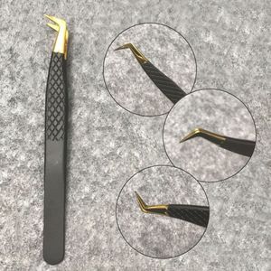 Eyelash Tweezers 3D Volume Anti-static Non-magnetic Curved Eyelash Extension Tweezer Fan Lash Eyebrow Makeup Tools