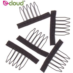50pcs-100/Lot 5 Theeth Rvs Pruik Kammen Voor Pruik Caps Pruik Clips Voor Hair Extensions Sterke Zwart Kant Haar kam