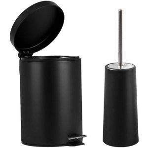 7L Afval Container Voet Trigger Prullenbak Step-On Vuilnisbak Cilindrische Prullenbak Voor Badkamer Keuken Met 1pc Toiletborstel