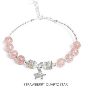 Strawberry Quartz Armband Maansteen 925 Sterling Zilveren Armband Voor Vrouwen Handgemaakte Mode-sieraden