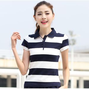 Ruoru M-6XL Slanke Vrouwen Katoenen Polo Revers Gestreepte Polo Shirt Vrouwen Zomer Casual Polo Shirt Dames Mode Polo