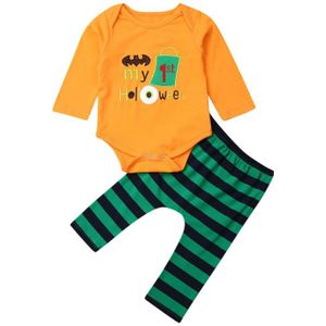 0-24M Baby Baby Jongens Meisjes Lange Mouwen 1st Halloween Romper Bodysuit Kleding 2PCS