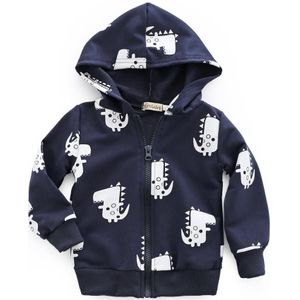 Kinderkleding Jas Kinderen Herfst Lange Mouwen Cartoon Hooded Rits Shirt Casual Korte Jongen Jas