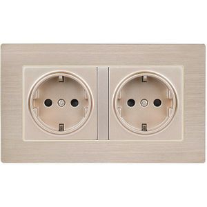 Esooli Black Aluminium Metal Panel Stopcontact EU Standaard Stopcontact 16A EU Standaard Elektrische Dubbele Outlet 146mm * 86mm
