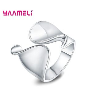 Luxe Statement Ring Voor Mannen Vrouwen Smooth 925 Sterling Zilver Opening Brede Band Verstelbare Sieraden