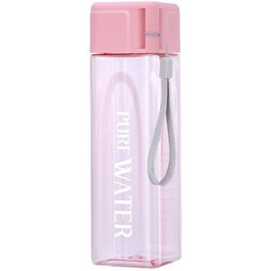 Transparante Eenvoudige Vierkante Water Cup Draagbare Outdoor Koud Water Fles Voor Vrouwen Lekvrije Anti-Fall Student Sport plastic Bekers
