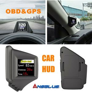 Auto Speed Projector Voorruit Head Up Display Obd + Gps Hud Boordcomputer A-stijl Bekleding water Temp Gps Snelheidsmeter