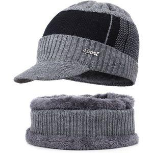 Mode mannen Winter Muts Sjaal Set Outdoor Warme 2 Stuk Plus Fluwelen Dikke Plaid Katoen Cap Casual Brief Label ski Hoed Bib