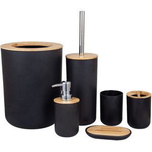 Zeepdispenser Cup Bamboe Houten Badkamer Accessoires Set Douche Toilet Borstel Aanrecht Vrijstaande Woonkamer Schotel Afval Bin