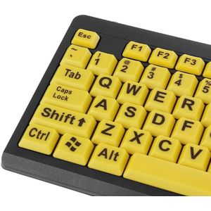 Grote Zwarte Brief Print Geel Button Usb Wired Keyboard Voor Ouderen &amp; Low Vision