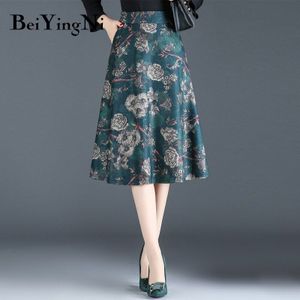 Beiyingni Elegante Vrouwen Rokken Slanke Vintage High Street Casual Alle-Wedstrijd Rok Dames Werkkleding Gedrukt Plus Size S-3XL saias