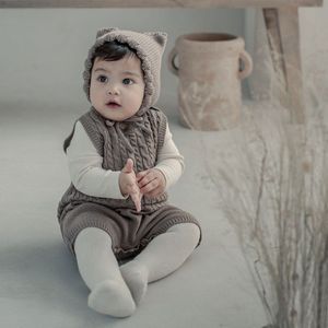Baby Gebreide Jumpsuit Herfst/Winter Jongen/Meisje Baby Vest Jumpsuit Gebreide Trui Creeper 0-3 jaar Oude Baby