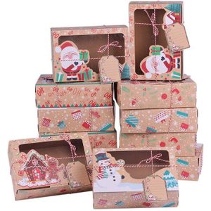 3/6/12 Stks/pak Kerst Cookie Dozen Bakkerij Geschenkdozen Europese Stijl Kraftpapier Doos Kraftpapier grote Kerst Snoep Doos