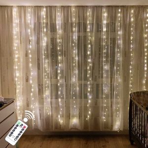 Led Gordijn String Lights Fairy Guirlande Afstandsbediening 3M Usb 7 Flash Modi Voor Jaar Kerst Outdoor Bruiloft home Decor