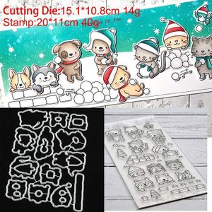 Winter Dier Sneeuwbal Party Metalen Stansmessen En Postzegels Stencil Voor Diy Scrapbooking Fotoalbum Embossing Papier Kaarten