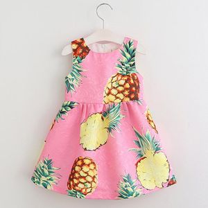 Zomer Mode Baby Meisjes Jurk Ananas Print Baby Prinses Jurk Roze Mouwloze Jurken Voor Meisjes Kinderen Kleding