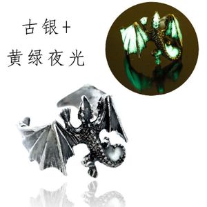 Ring Draak Lichtgevende Ringen Glow In Dark Pterosaur Ringen Vinger Ringe Goud Zilver Verstelbare Man Hand Sieraden