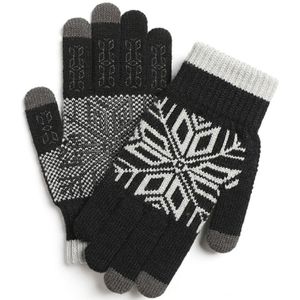 Mannen Winter Touchscreen Sneeuwvlok Gebreide Warme Handschoenen Zachte Pluche Voering Elastische Manchet Anti-Slip Siliconen Outdoor Fietsen Stretch
